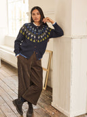 British Wool Geo Fair Isle Yoke Cardigan