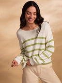 Organic Cotton Blend Gauzy Boat Neck Sweater