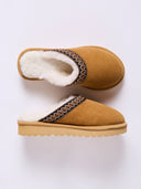Braid Trim Shearling Clogs