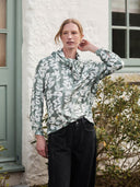 Print Blouse With Triangle Scarf