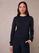 Merino Wool Contrast Trim Sweater