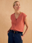 Linen Blend Button-Down Top