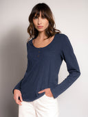 Slub Jersey Scoop Neck Henley