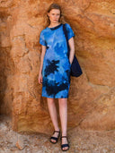 Slub Jersey Collared Knee-Length Dress