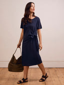 Linen Blend Knot Detail Dress