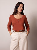 Slub Jersey Scoop Neck Henley