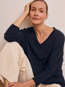 Merino Blend Slouchy V Neck Sweater
