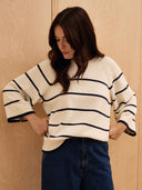 Cotton Raglan Crop Sleeve Crew Sweater