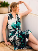 Sleeveless Tie-Front Midi Shirt Dress