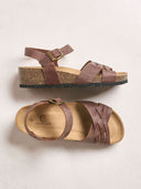 Leather Woven Detail Low Wedges