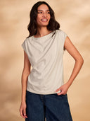 Cotton Blend Slash Neck T-Shirt