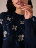 British Wool Abstract Floral Sweater
