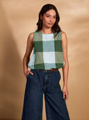 Cotton Sleeveless Pleated Back Swing Top