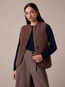 Reversible Button Through Shearling Vest