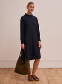 Cotton Blend Turtle Neck Swing Dress