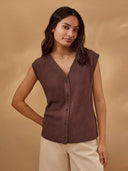 Linen Blend Button-Down Top