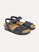 Leather Woven Detail Low Wedges