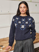 British Wool Abstract Floral Sweater