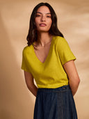 Linen Blend V-Neck T-Shirt