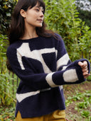 Mohair Blend Abstract Geo Sweater