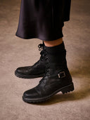 Tall Ankle Lace-Up Boots With Strap Detail