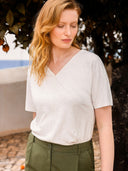 Slub Jersey V-Neck Trim Top