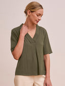 Cotton Blend Turtle Neck Swing T-Shirt