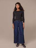 Wide Leg Cropped Denim Pants