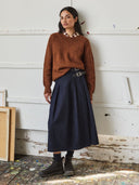 Dark Wash Midi Denim Skirt