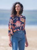 V-Neck Printed Swing Top