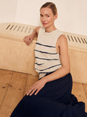 Linen Blend Drop Stitch Vest Top