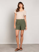 Pleated Front Shorts