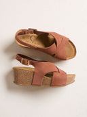 Leather Crossover Wedge Sandals