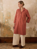 Cotton Blend Placket Detail Knee-Length Dress