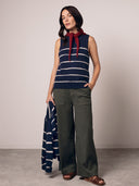Linen Blend Drop Stitch Vest Top
