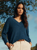 Linen Blend V Neck Sweater