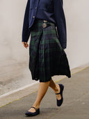 Check Pleated Midi Kilt