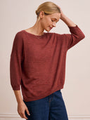 Linen Blend Crew Neck Top