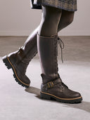 Knee-High Strap Detail Lace-Up Boots