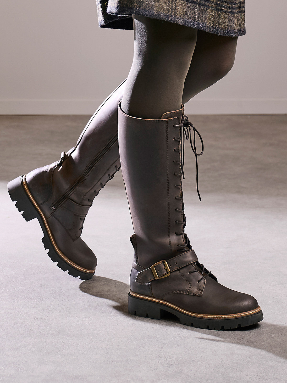 lace up dress boots womens Celtic & Co. Women's Knee-High Strap Detail Lace-Up - Dark Brown These boots are a type-furniture Cute Baby Girls Flower Color:Garden Green