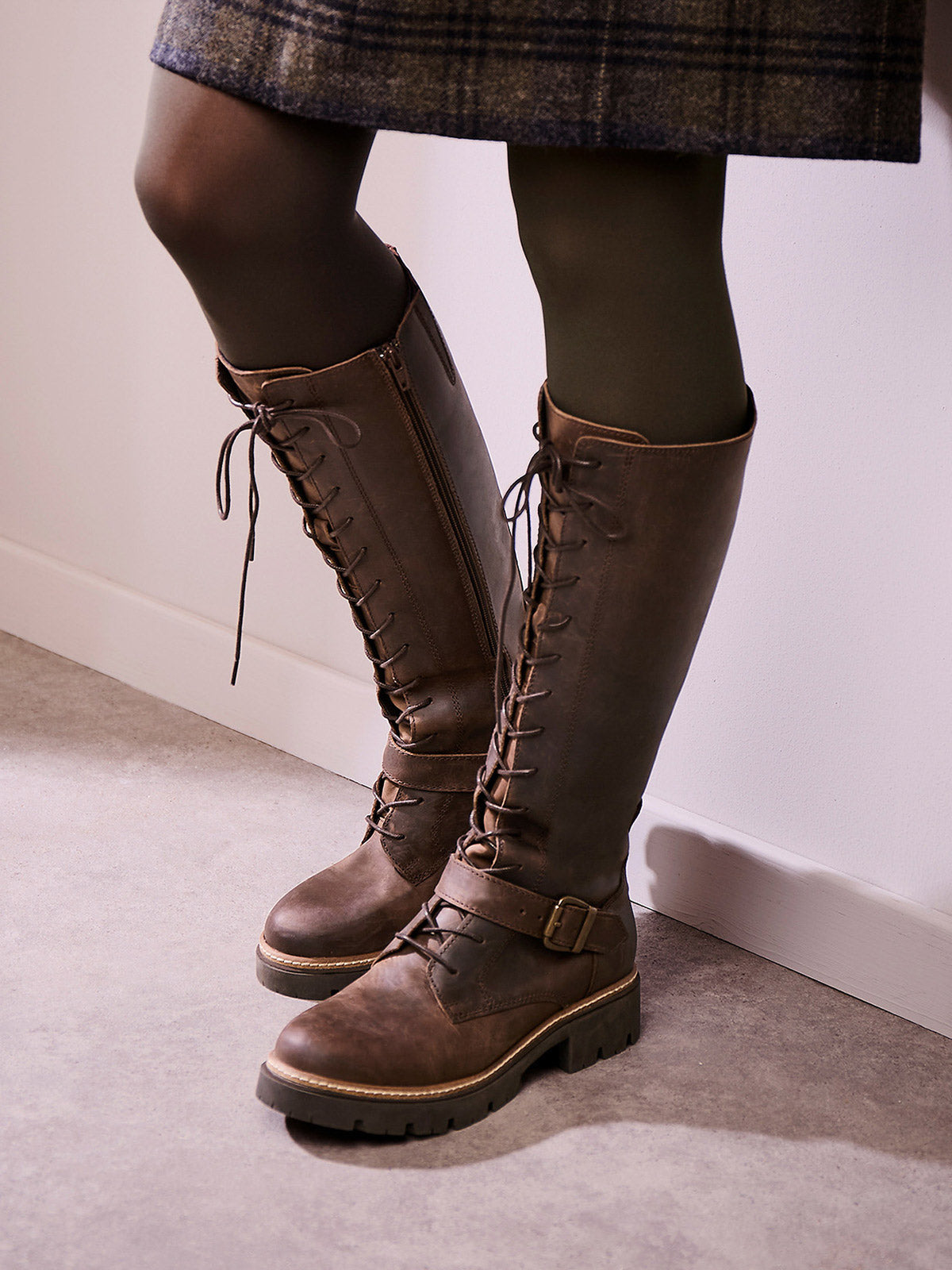 靴 aclent Lace up switching long boots ACLENT Lace up switching long boots aclent Lace up switching long