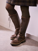 Knee-High Strap Detail Lace-Up Boots