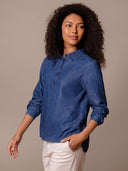 Curved Hem Half-Placket Shirt
