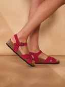 Leather Woven Detail Low Wedges
