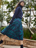 Organic Cotton Box-Pleated Midi Skirt