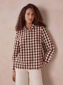 Collarless Gingham Midi Dress