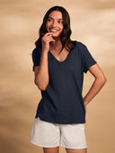 Linen Blend V-Neck T-Shirt