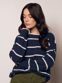 Linen Blend Stripe Turtle Neck